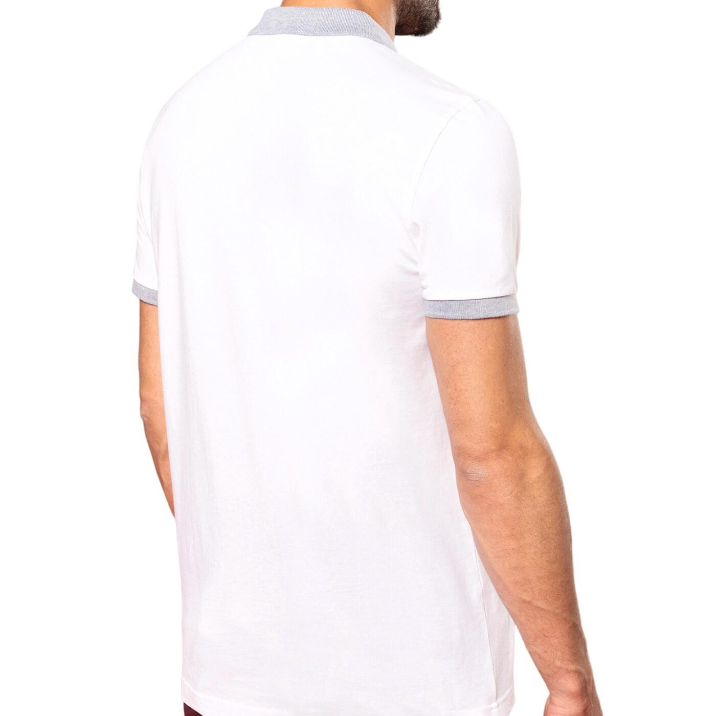 "Pique" Poloshirt für Herren Weiß/Hellgrau 2/3