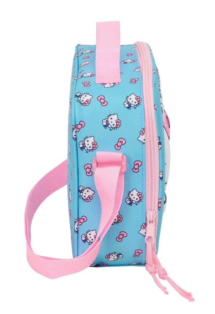 Bolsa Nevera Infantil Hello Kitty 3D con Bandolera y Forro Térmico Azul 3/4