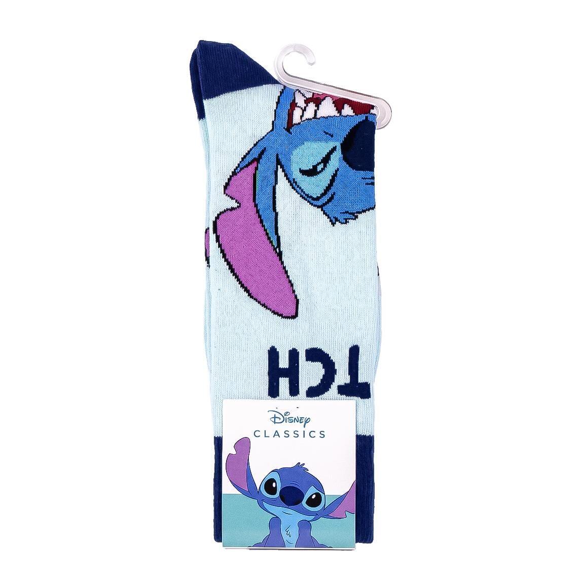 Calcetines Adultos Stitch de Algodón Suaves y Transpirables Azul 7/7