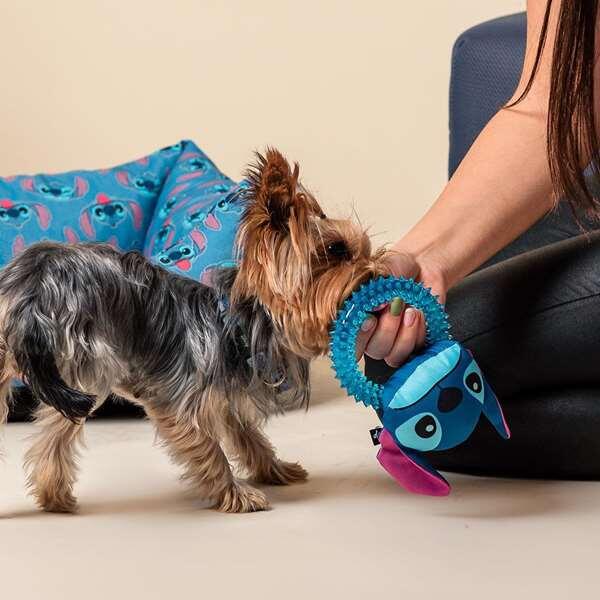 Brinquedo para mastigar Stitch Blue para cães, anel de borracha texturizada com 6/7