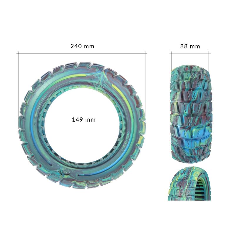Anvelopă PU solid 90/65‑6.5 multicolor pentru trotinetă electrică 11"