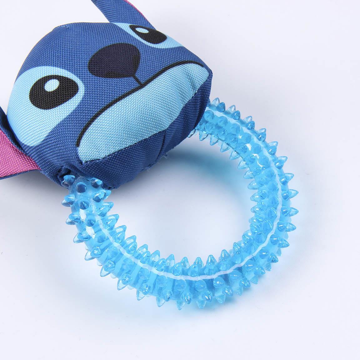 Brinquedo para mastigar Stitch Blue para cães, anel de borracha texturizada com 3/7