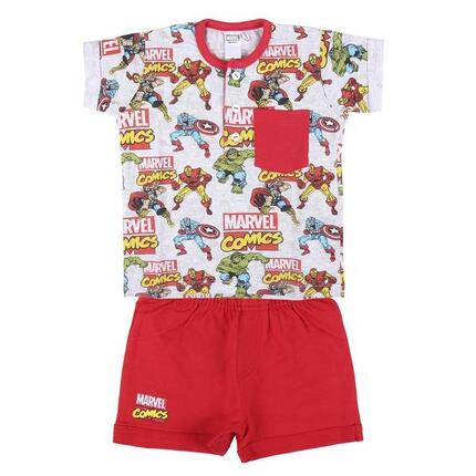 Conjunto Infantil Marvel de Dos Piezas Camiseta y Pantalón Corto Rojo
