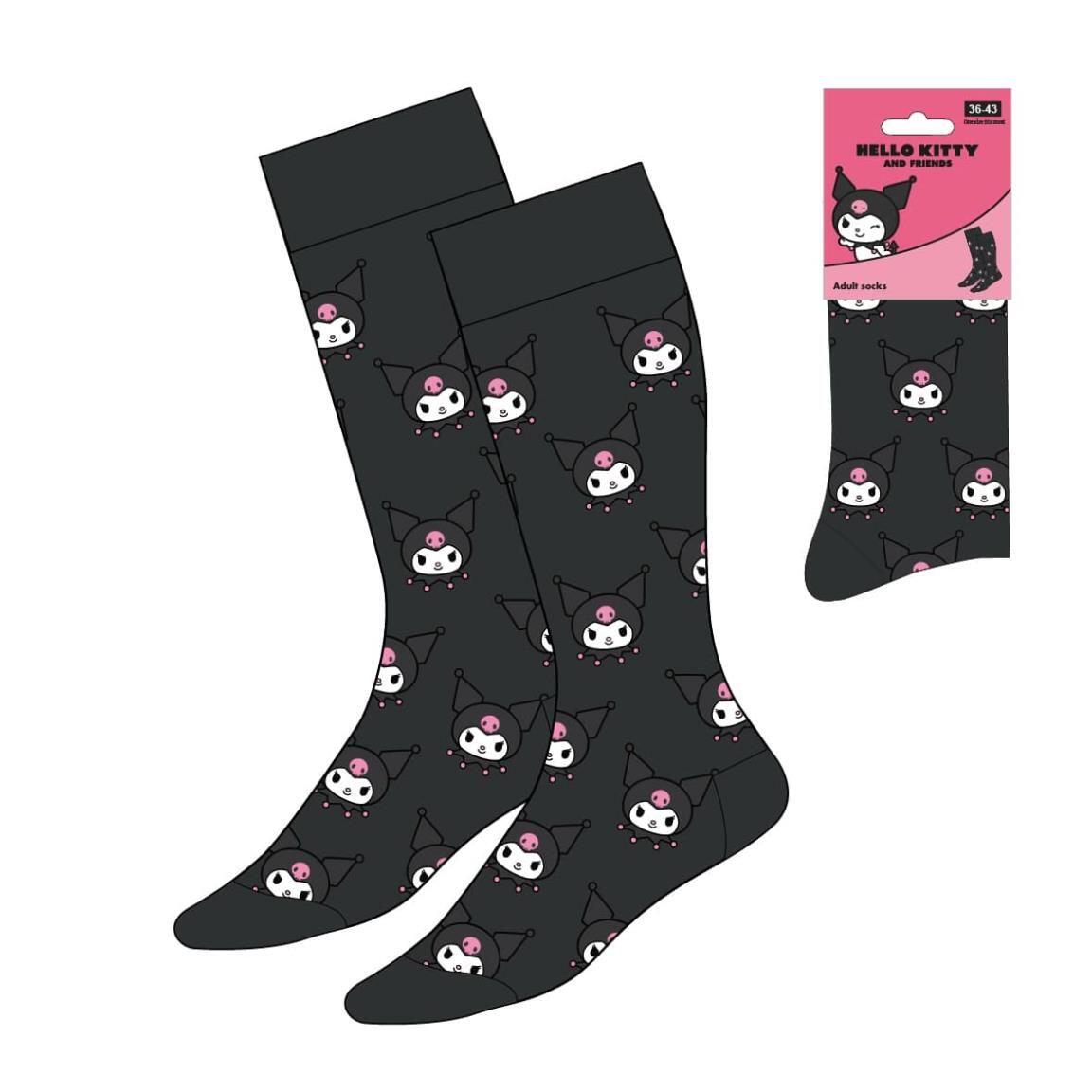 Calcetines Adultos Hello Kitty Kuromi de Algodón Suaves y Transpirables Negro 1/2