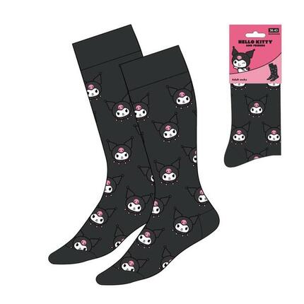 Chaussettes Hello Kitty Kuromi pour adultes, en coton doux et respirant, noires