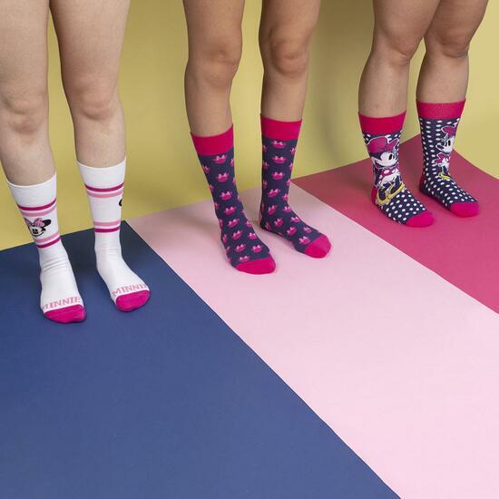Pack de Calcetines Adultos Minnie Suaves y Transpirables Azul y Rosa 5/5