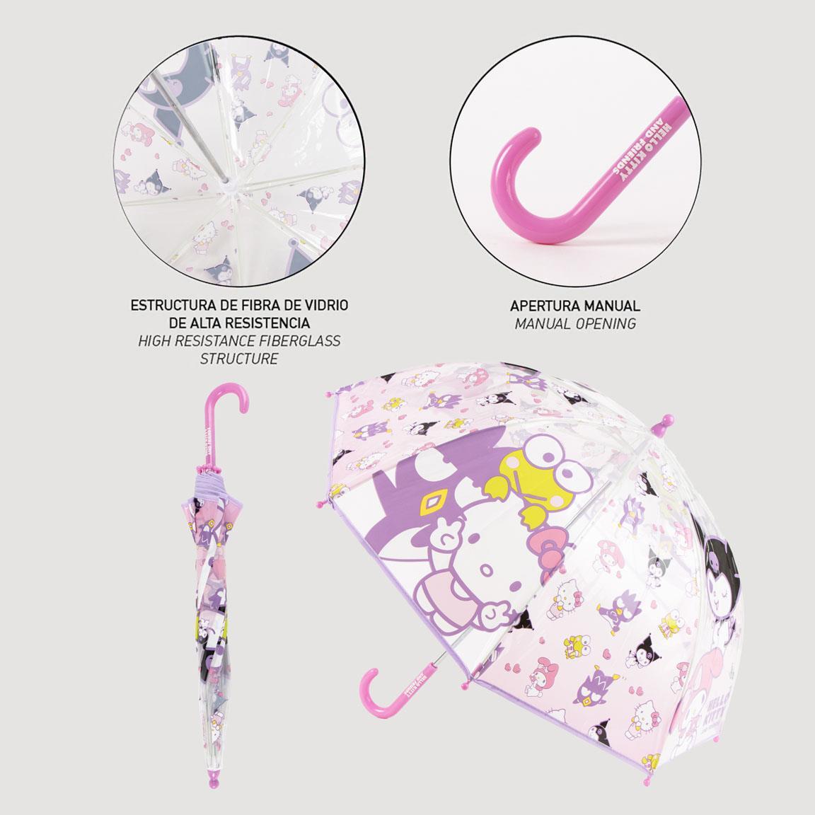 Parapluie Hello Kitty pour enfants, manuel d'utilisation, rose transparent et 4/5