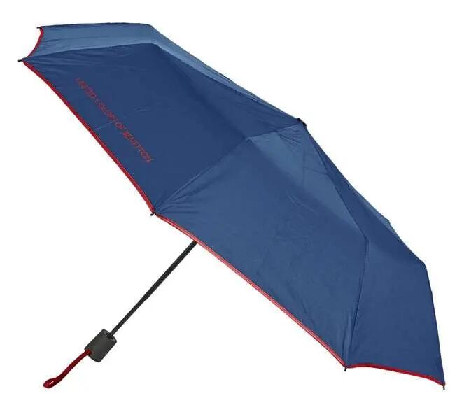Paraguas Plegable Automático Adultos Benetton Poliéster Azul y Rojo 4/6
