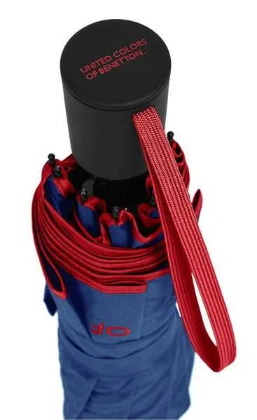 Paraguas Plegable Automático Adultos Benetton Poliéster Azul y Rojo 3/6