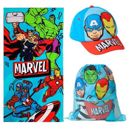 Ensemble de serviettes pour enfants Avengers avec sac de couchage en filet