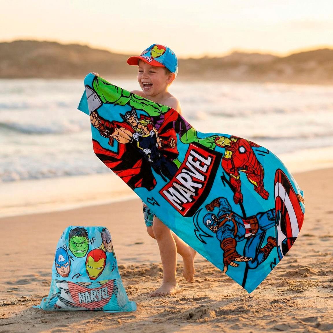Ensemble de serviettes pour enfants Avengers avec sac de couchage en filet 6/6