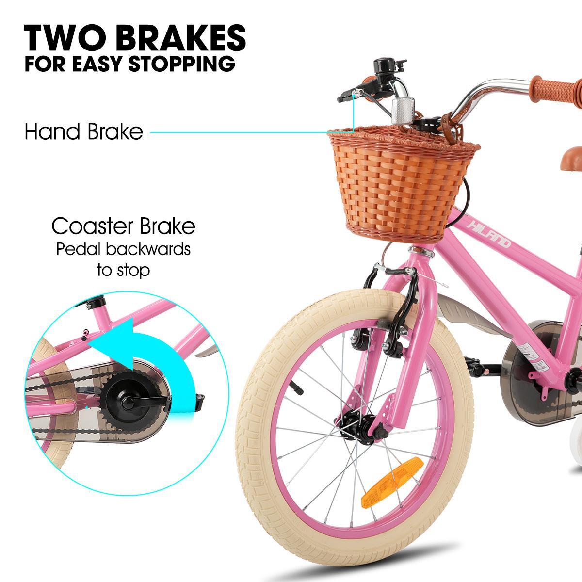 Fille vélo vélo enfant 14/16/18", roulettes amovibles, freins, panier 5/6