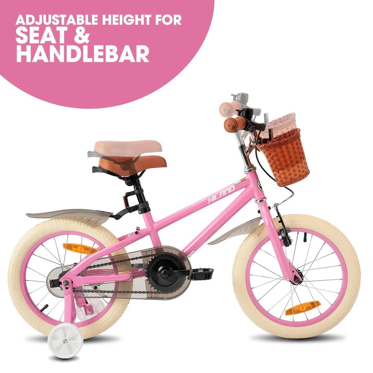 Fille vélo vélo enfant 14/16/18", roulettes amovibles, freins, panier 4/6