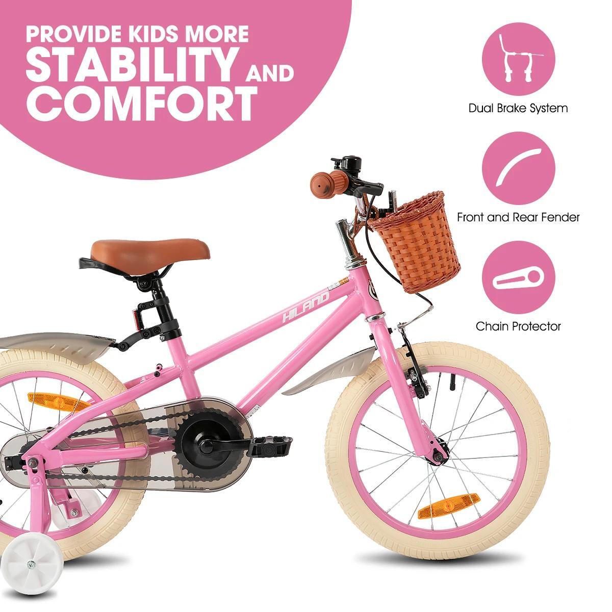 Fille vélo vélo enfant 14/16/18", roulettes amovibles, freins, panier 3/6