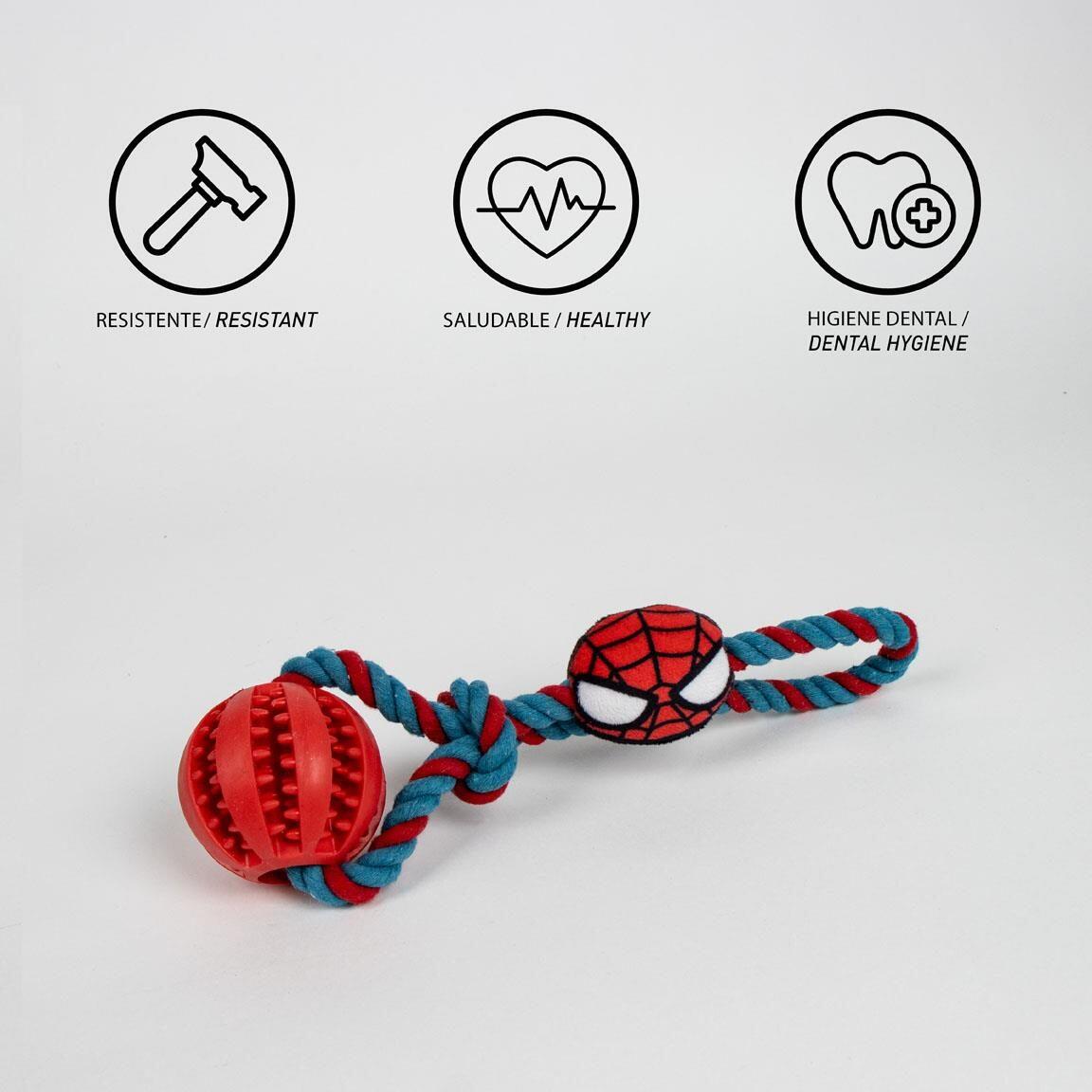 Corde à mâcher Spiderman pour chien, jouet à mâcher rouge et bleu 4/6