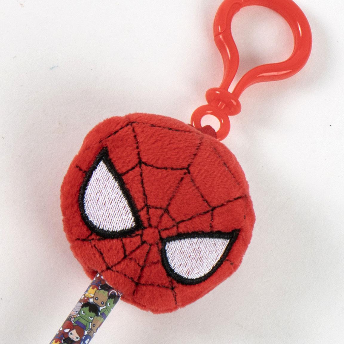 Bolígrafo Colgante Infantil Spiderman con Colgador y Cabeza de Peluche Rojo 4/5