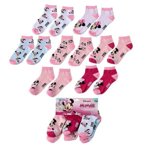 Lot de chaussettes Minnie Mouse en coton doux pour enfants, multicolores