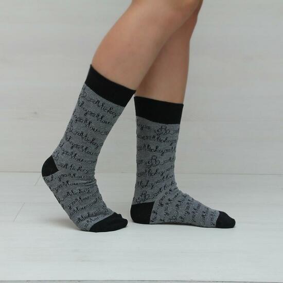 Calcetines Adultos Mickey de Algodón Suaves y Transpirables Gris Oscuro 2/4