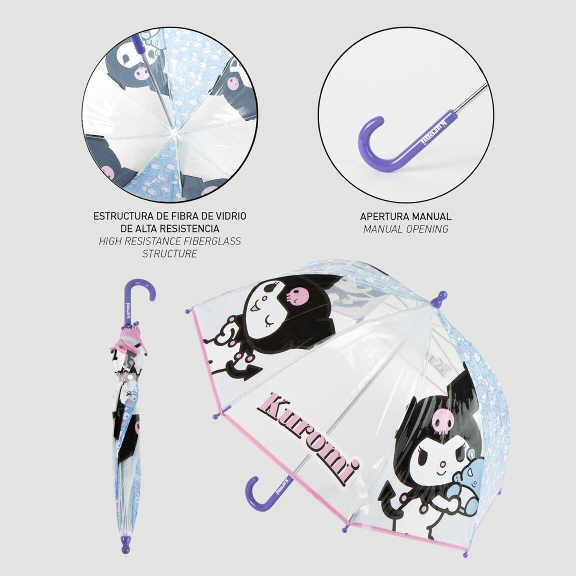 Parapluie enfant Hello Kitty Kuromi POE Manuel Transparent Lilas 5/7