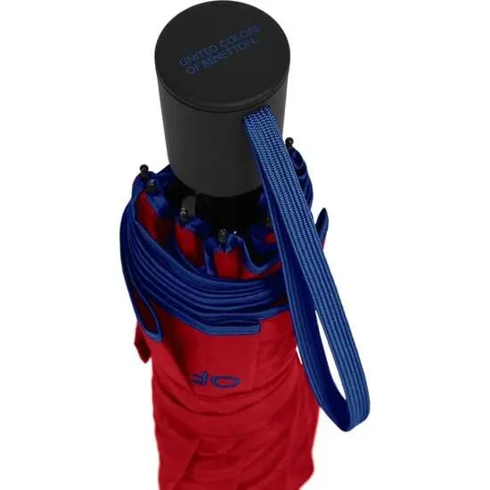 Paraguas Plegable Automático Adultos Benetton Poliéster Rojo y Azul 3/6