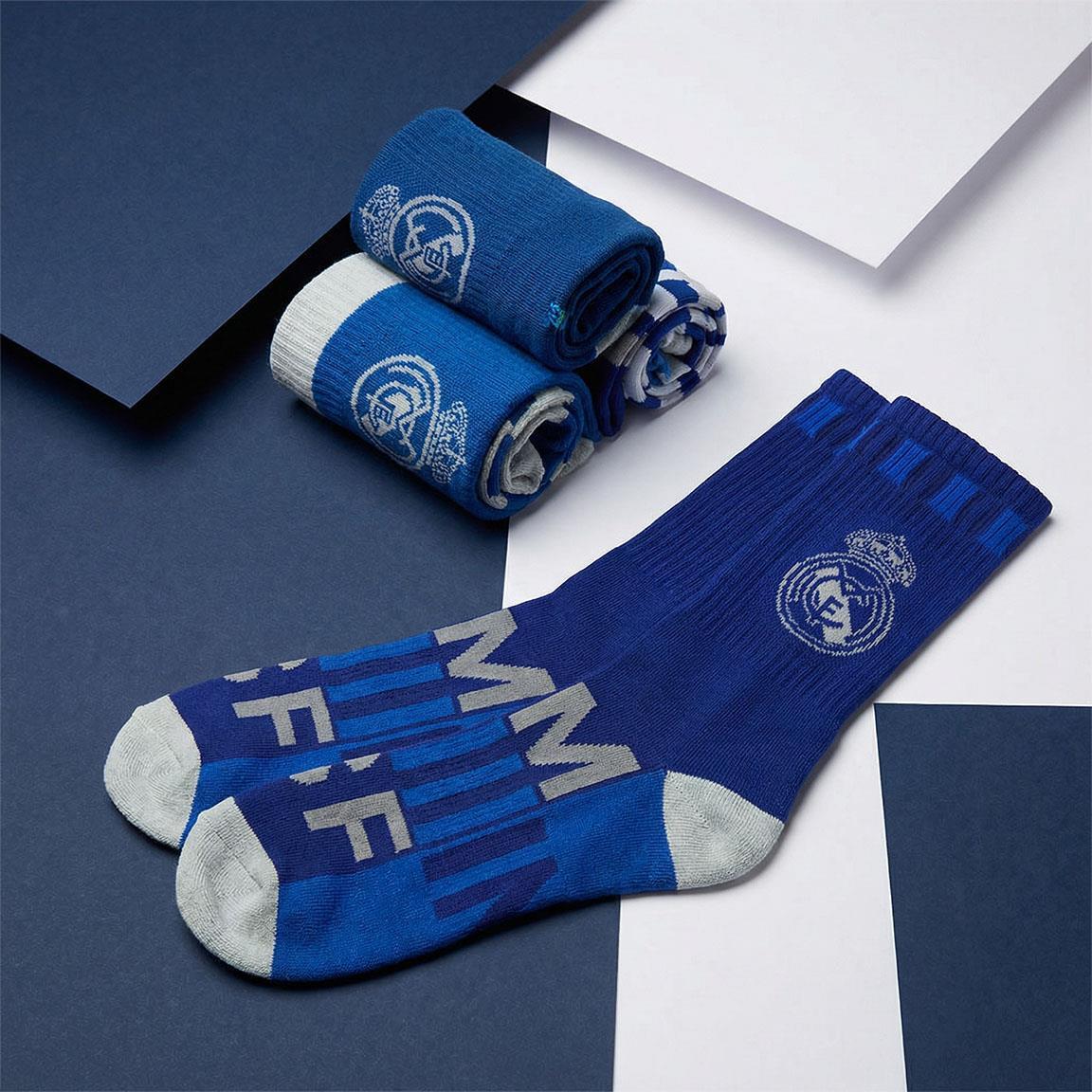 Calcetines Deportivos Adultos Real Madrid de Algodón Transpirables Azul 4/6