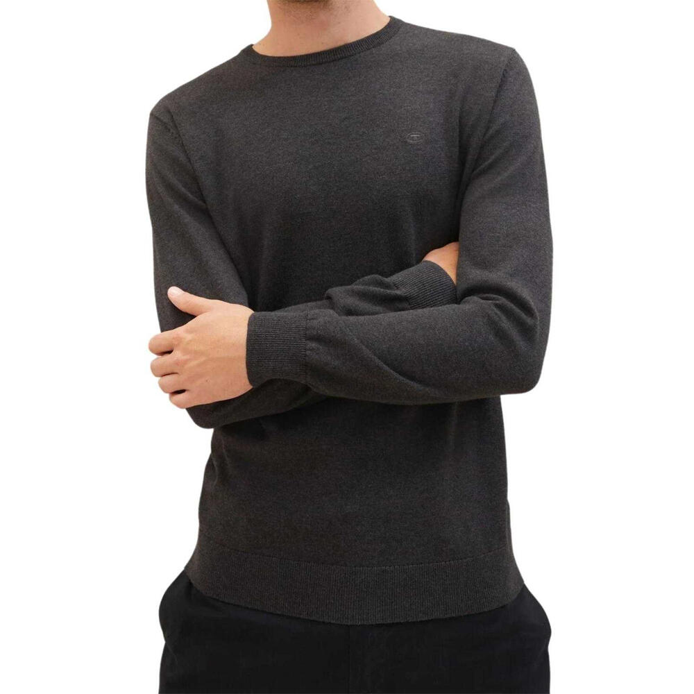 Effen katoenen sweater voor heren (Grijs) 2/4