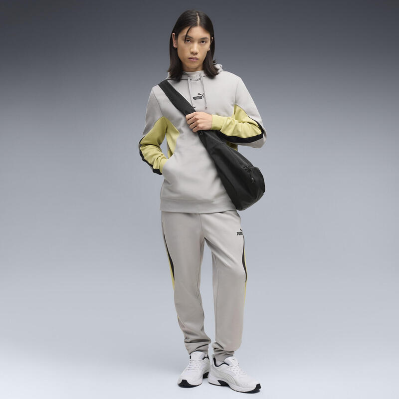 Pulover alergare bărbați cu glugă Essentials Colourblock, negru și gri PUMA