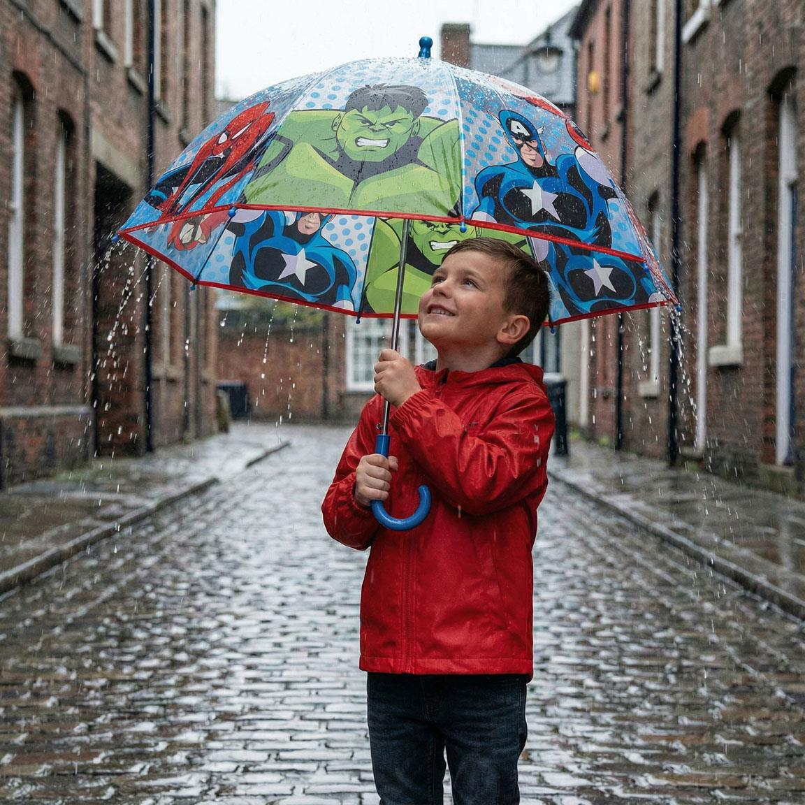 Parapluie enfant Avengers, manuel POE, bleu clair transparent 7/7