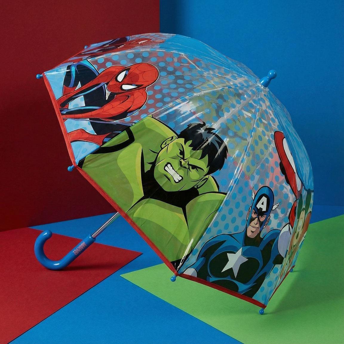 Parapluie enfant Avengers, manuel POE, bleu clair transparent 6/7