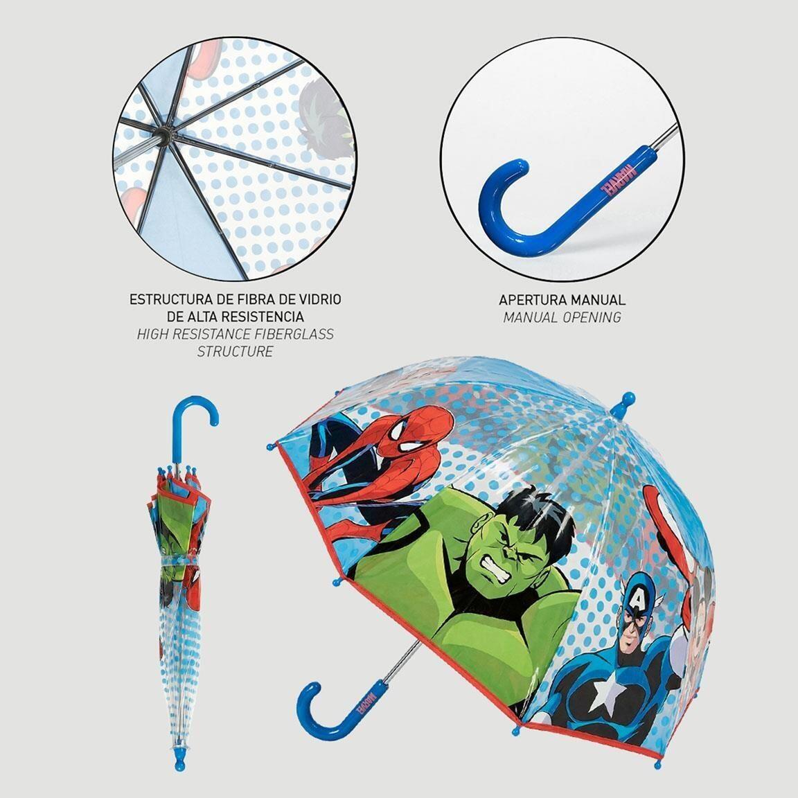 Parapluie enfant Avengers, manuel POE, bleu clair transparent 5/7