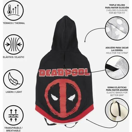 Sweat à capuche Deadpool pour chien, en tissu doux, noir et rouge 6/7