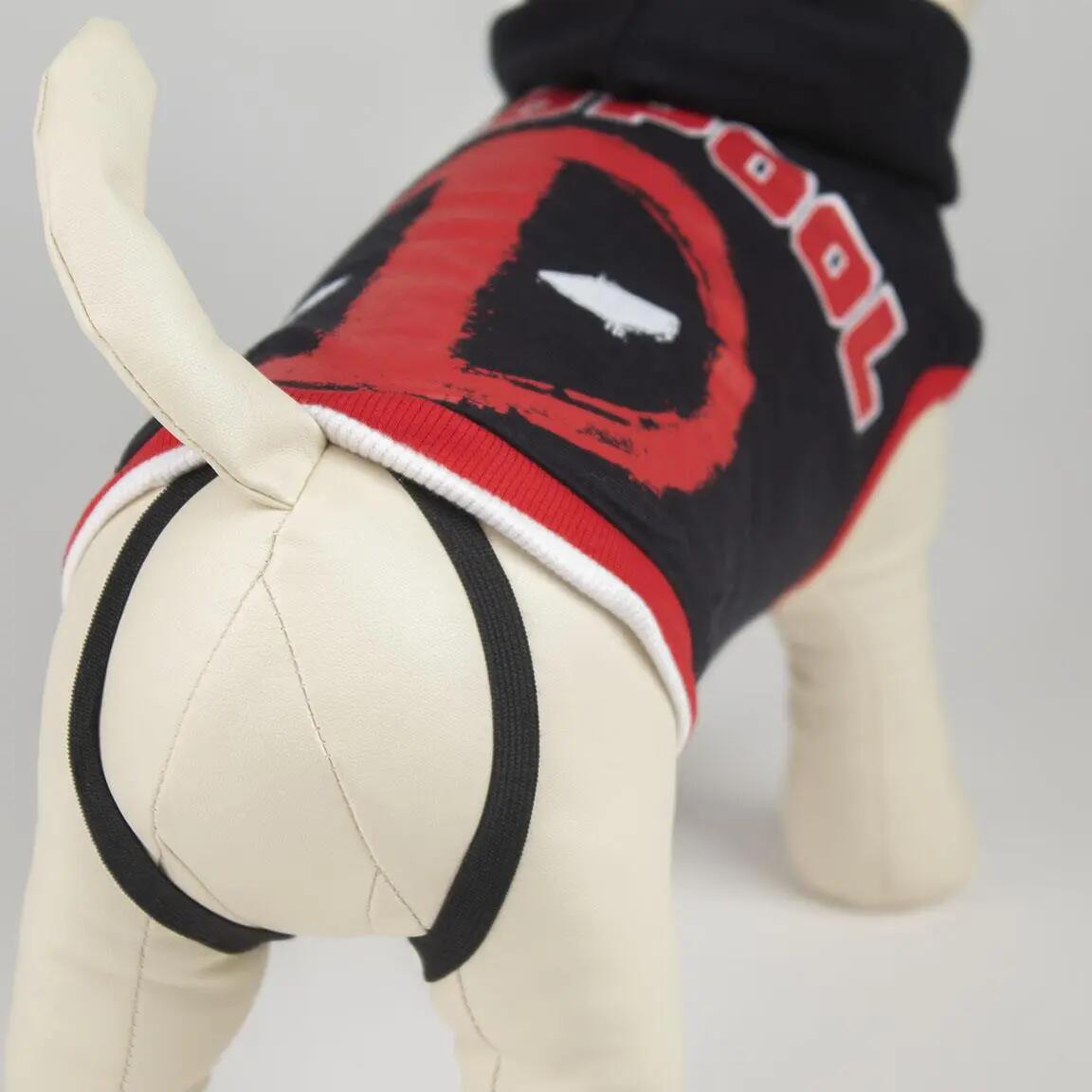 Sweat à capuche Deadpool pour chien, en tissu doux, noir et rouge 5/7