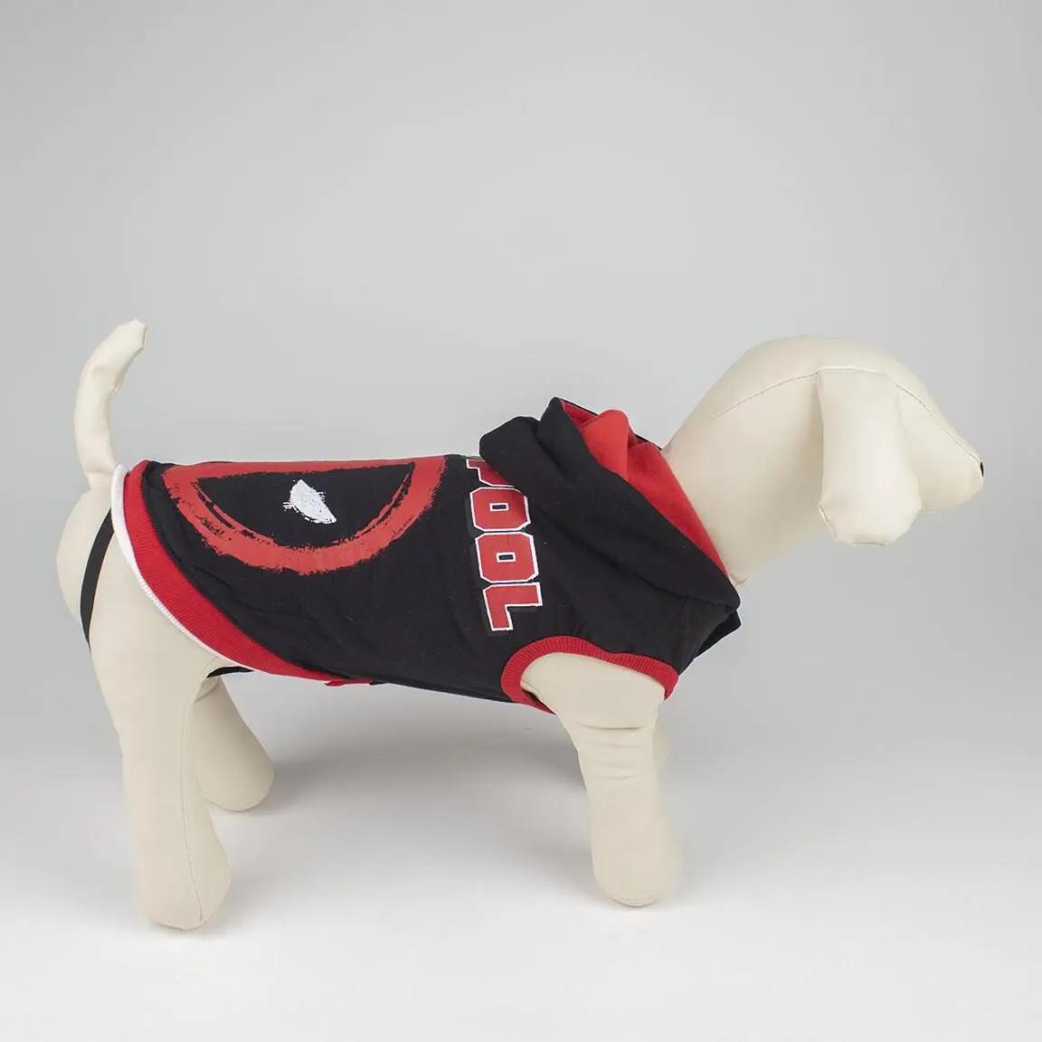 Sweat à capuche Deadpool pour chien, en tissu doux, noir et rouge 4/7