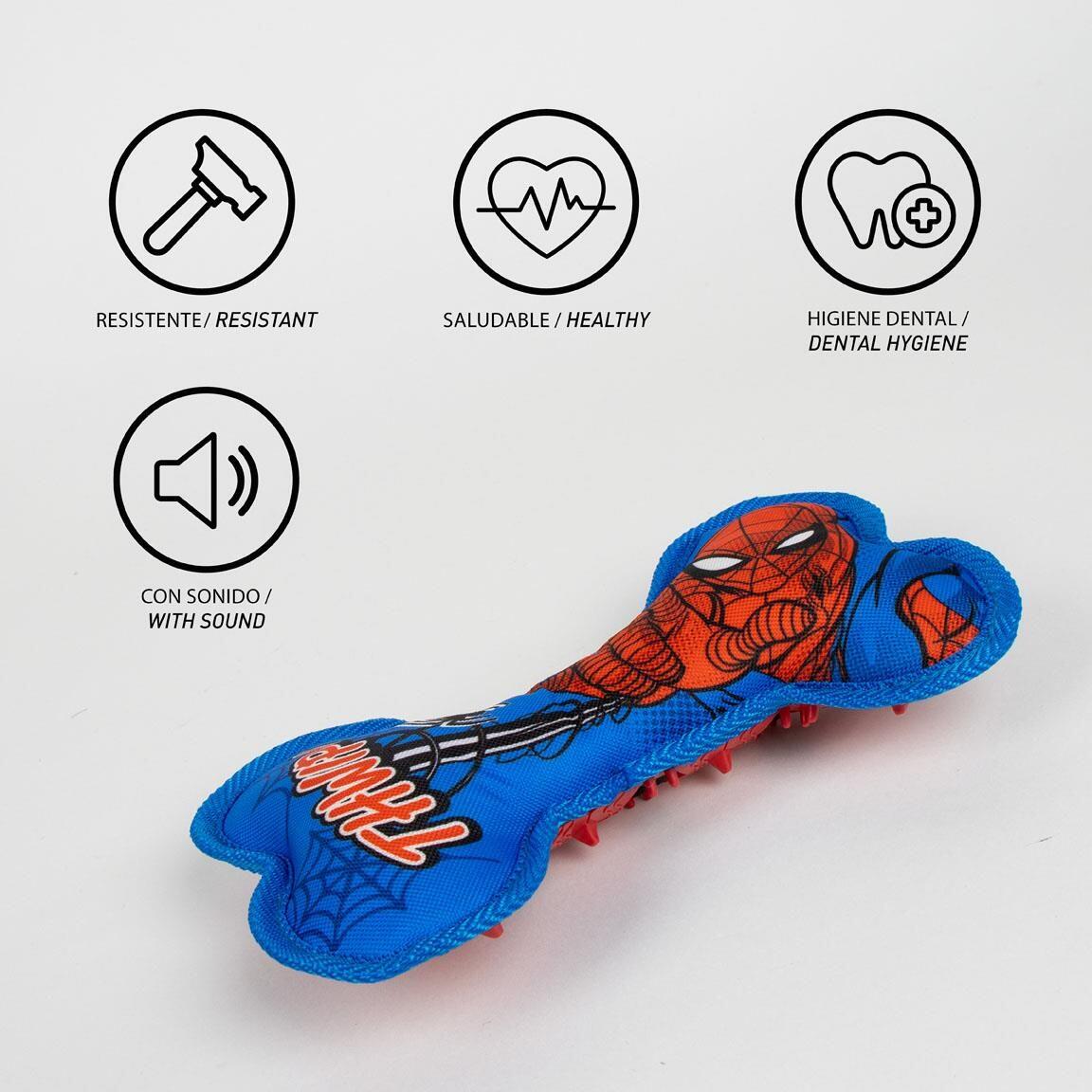 Jouet pour chien Spiderman en TPR avec son, os à mâcher bleu 4/6