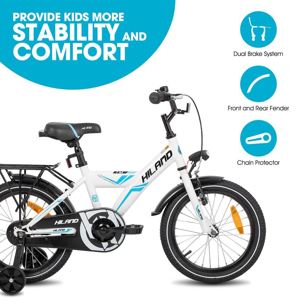 Garçon vélo vélo enfant 16/18", roulettes, double frein, porte-bagages, 5-8 ans 2/6