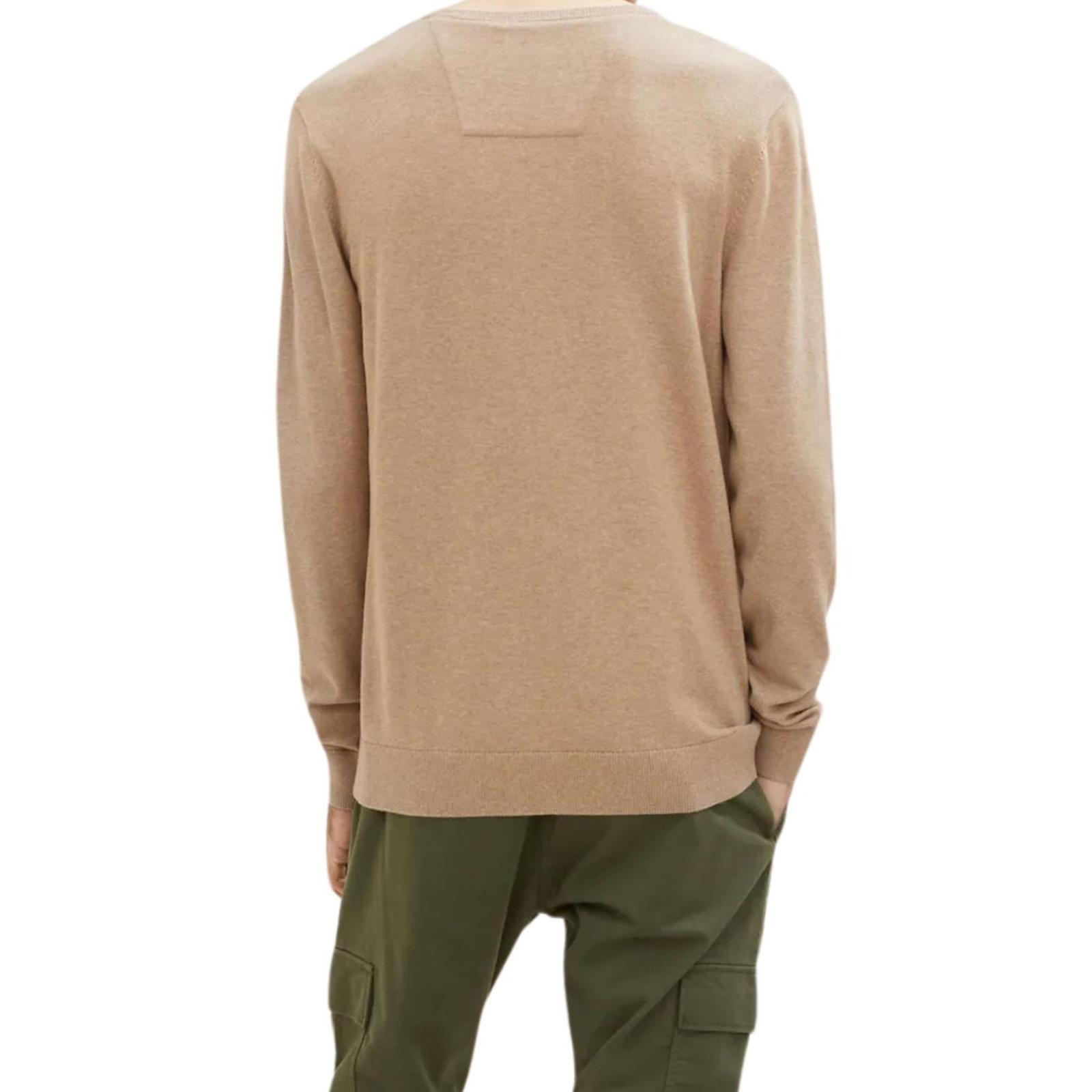 Effen katoenen sweater voor heren (Bruin) 4/4