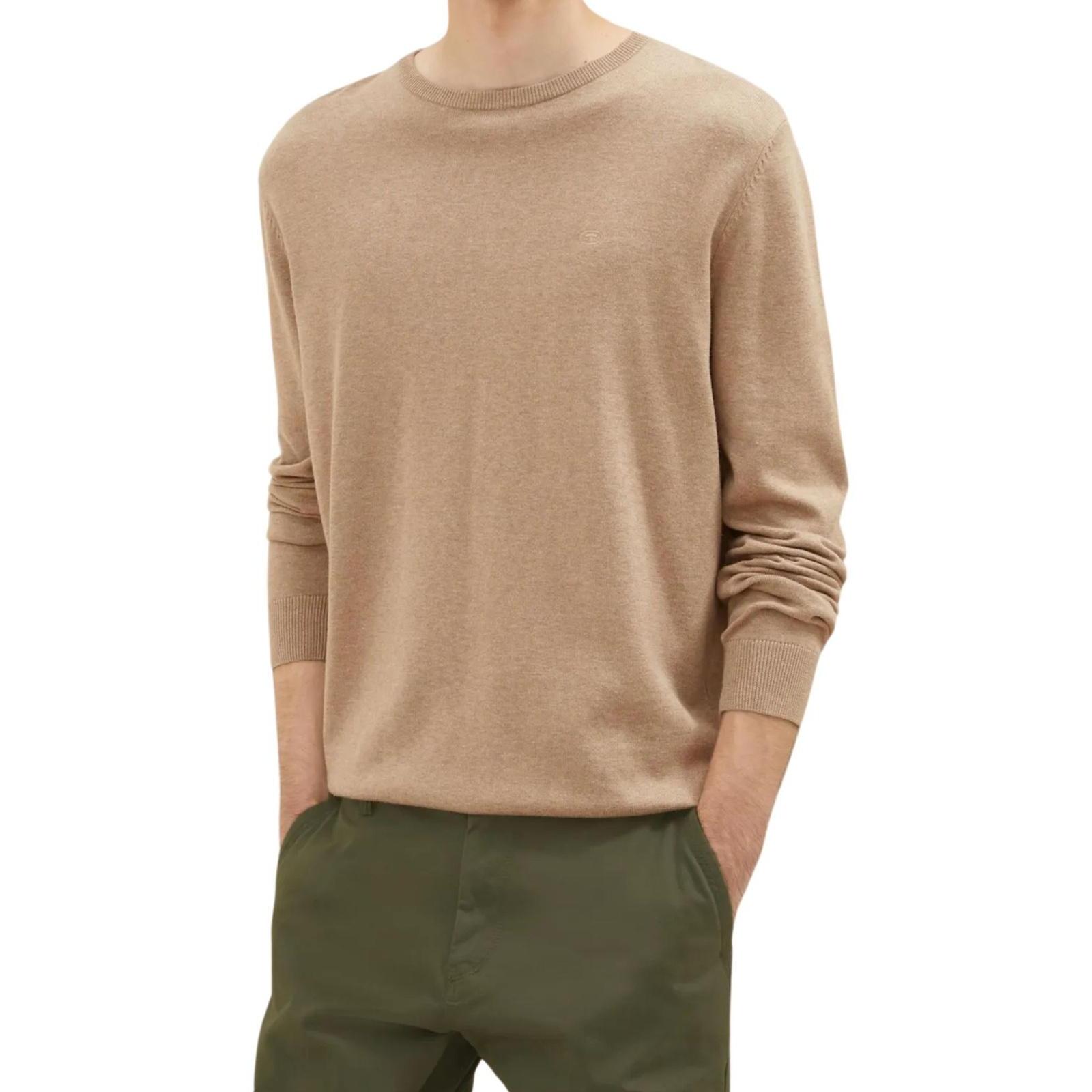 Effen katoenen sweater voor heren (Bruin) 2/4