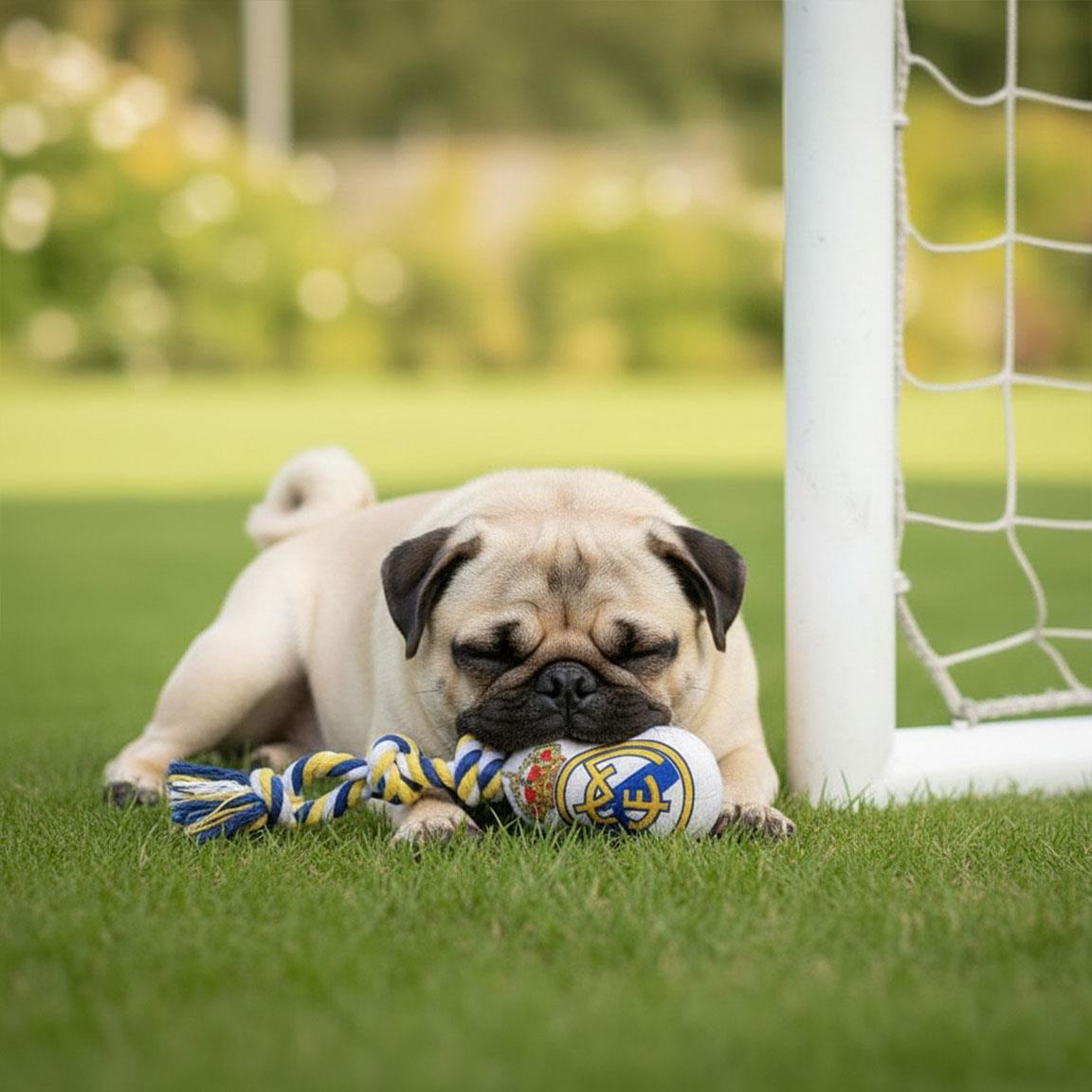 Corde à mâcher pour chien Real Madrid, bleue et blanche 7/7