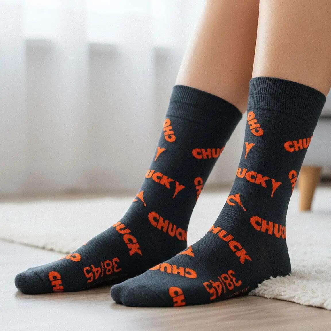 Calzini da adulto Chucky, in morbido cotone traspirante, neri 3/4