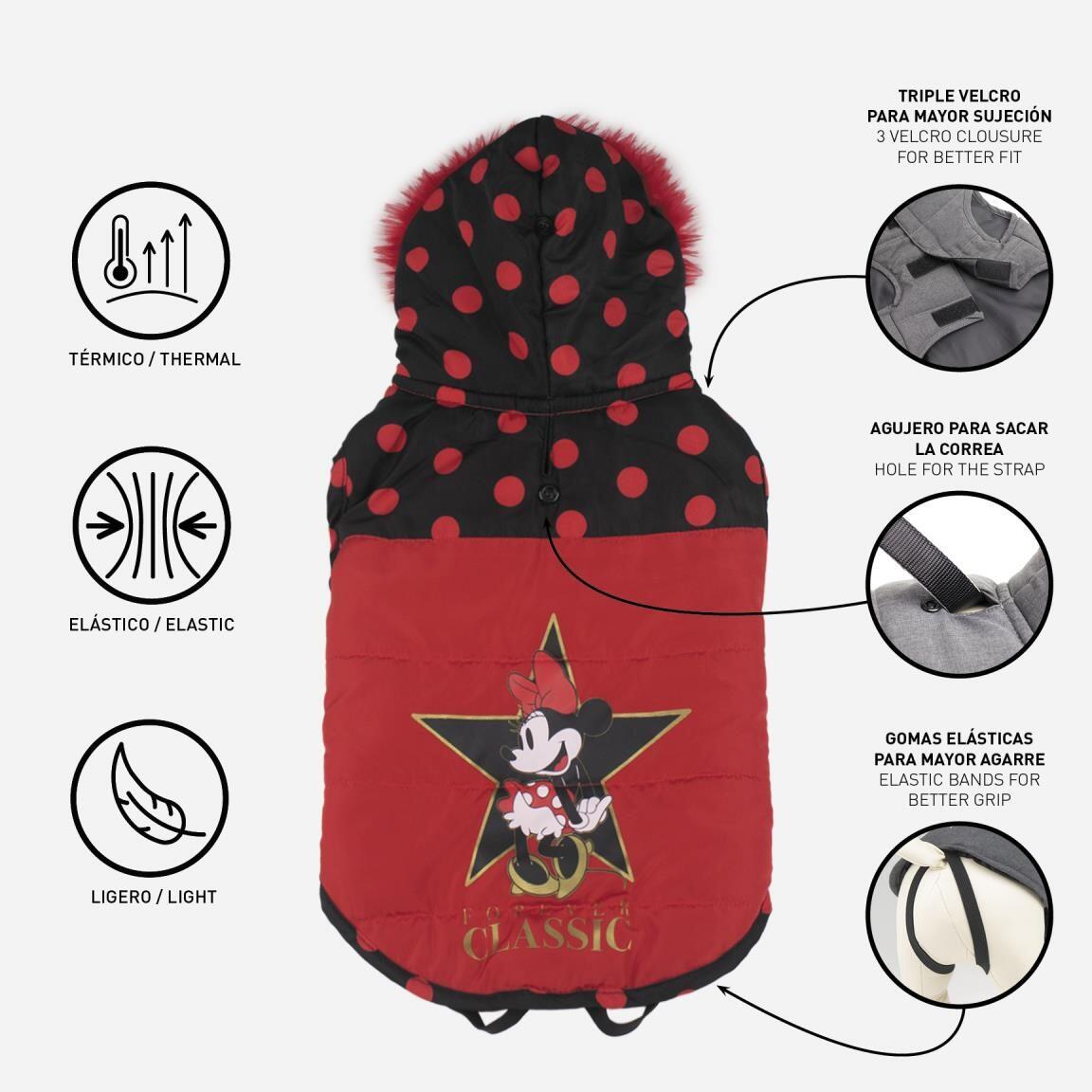 Manteau rembourré pour chien Minnie Mouse avec capuche, en tissu rouge doux 7/7