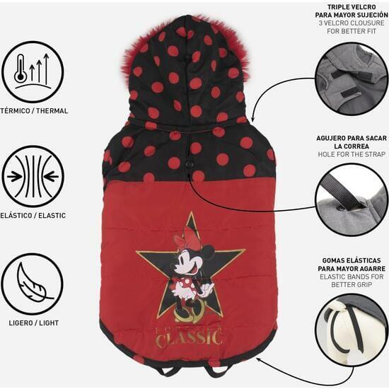 Manteau rembourré pour chien Minnie Mouse avec capuche, en tissu rouge doux 6/7