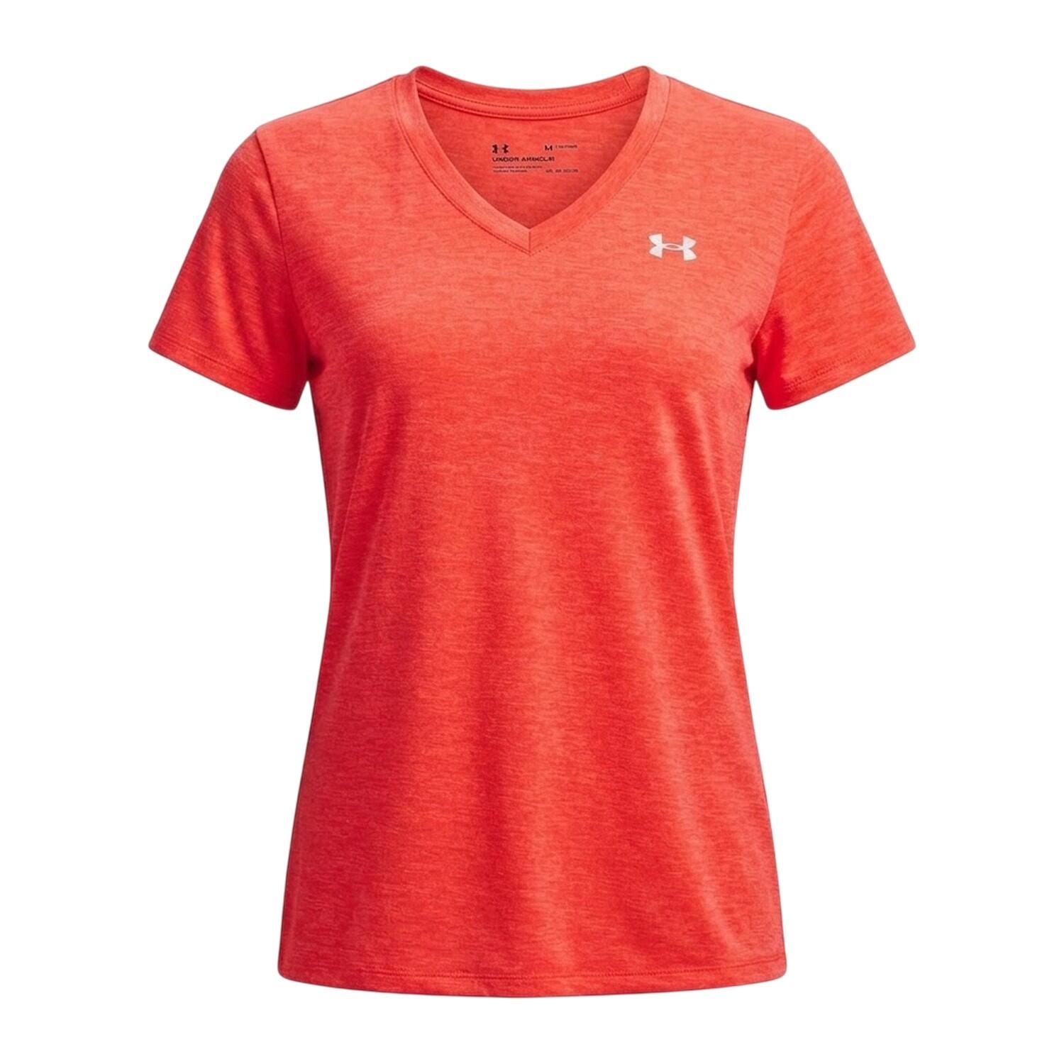 Maglietta Scollo A V Donna Under Armour Rosso Bianco 2/3