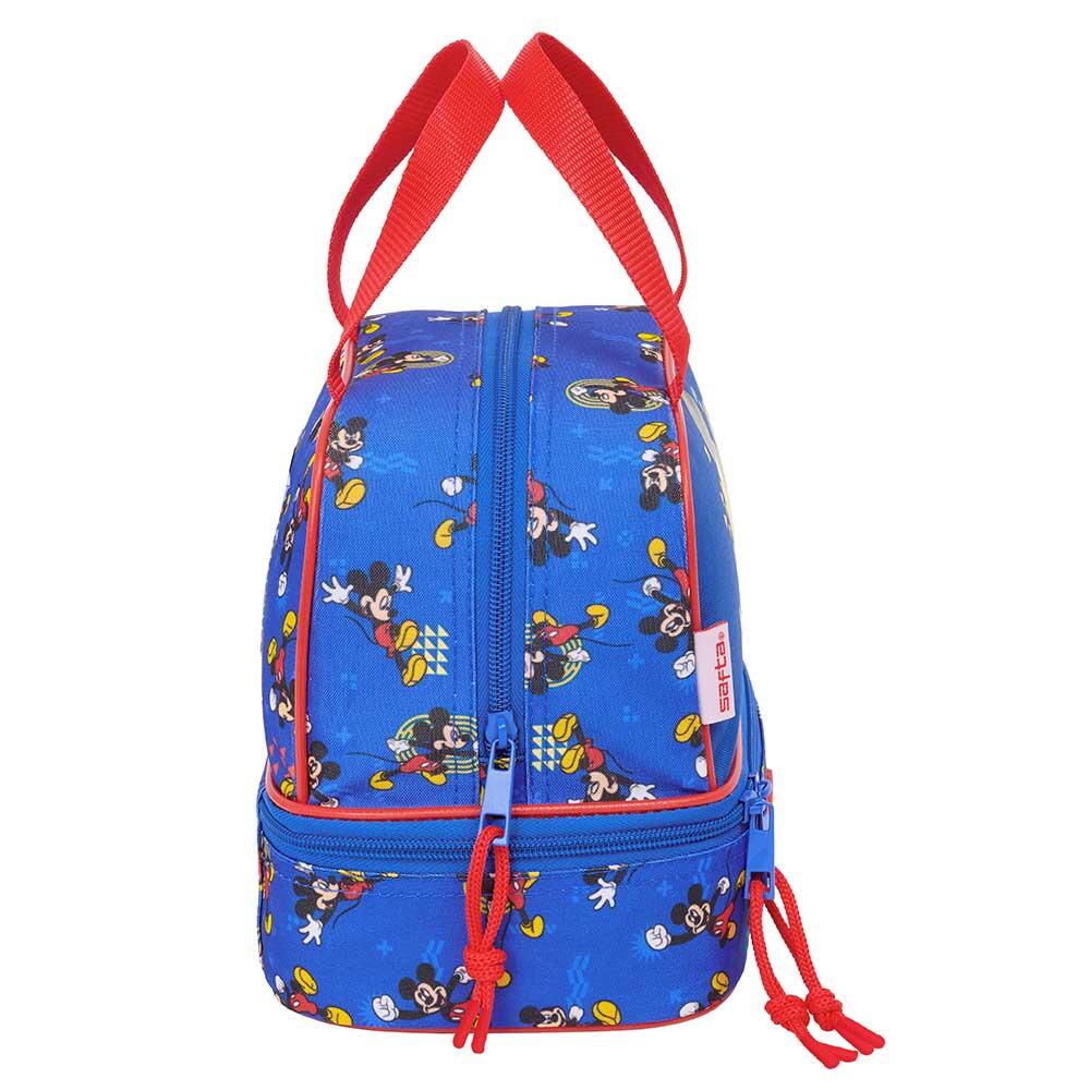 Sac à goûter Mickey Mouse pour enfants, à double compartiment et poignées - Bleu 3/3