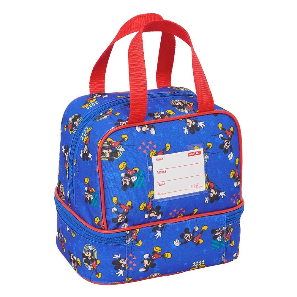 Sac à goûter Mickey Mouse pour enfants, à double compartiment et poignées - Bleu 2/3