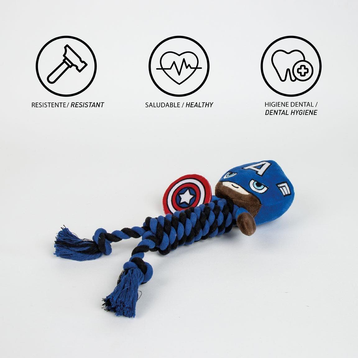 Corde dentaire pour chien Marvel Captain America, en tissu bleu doux 4/6