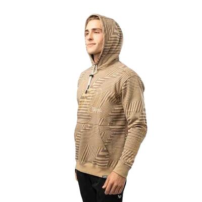Heren bedrukte fleece hoodie (bruin/beige)