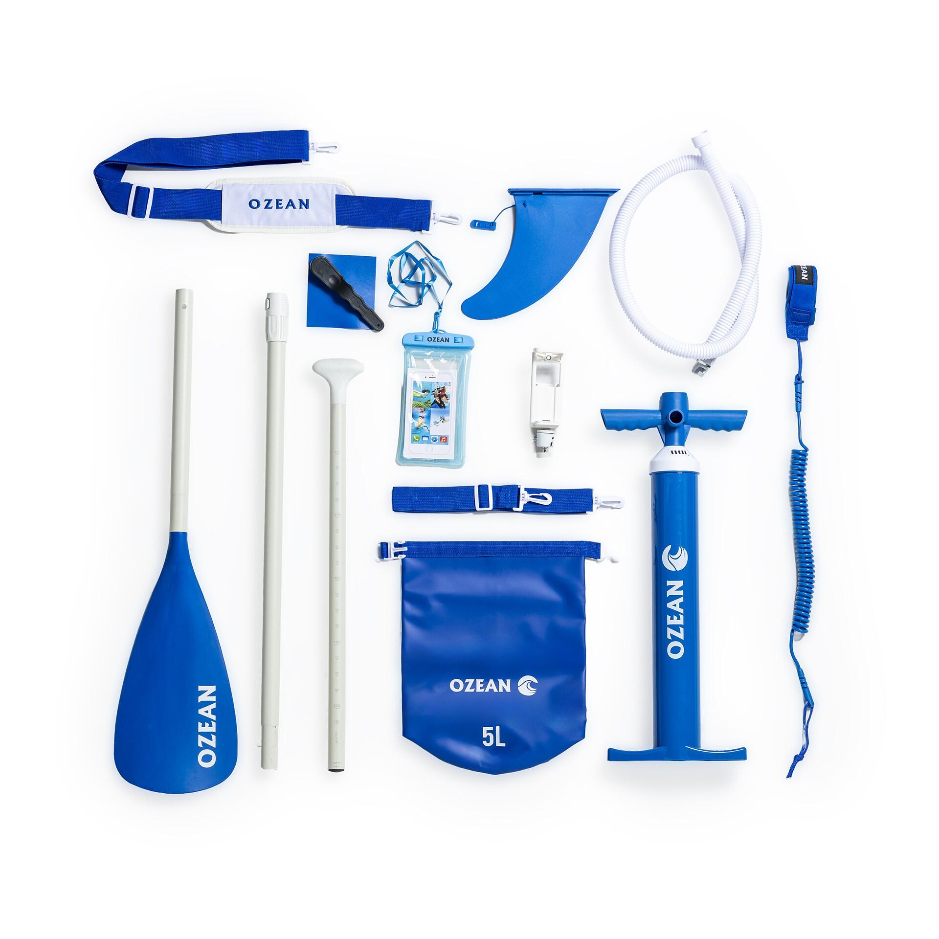 Prancha SUP OZEAN 350 cm insuflável, até 2 pessoas, com 11 acessórios, Azul 5/8