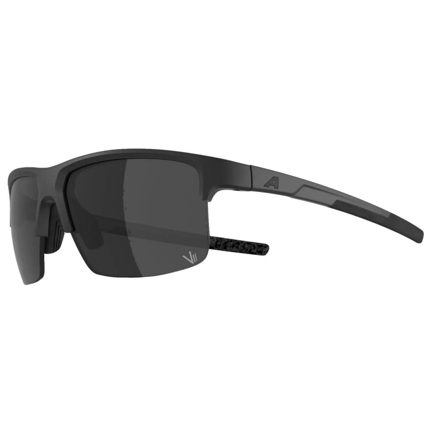 Occhiali sportivi Alpina Eagle Q-Lite neri opachi con lente specchiata argento. 3/5