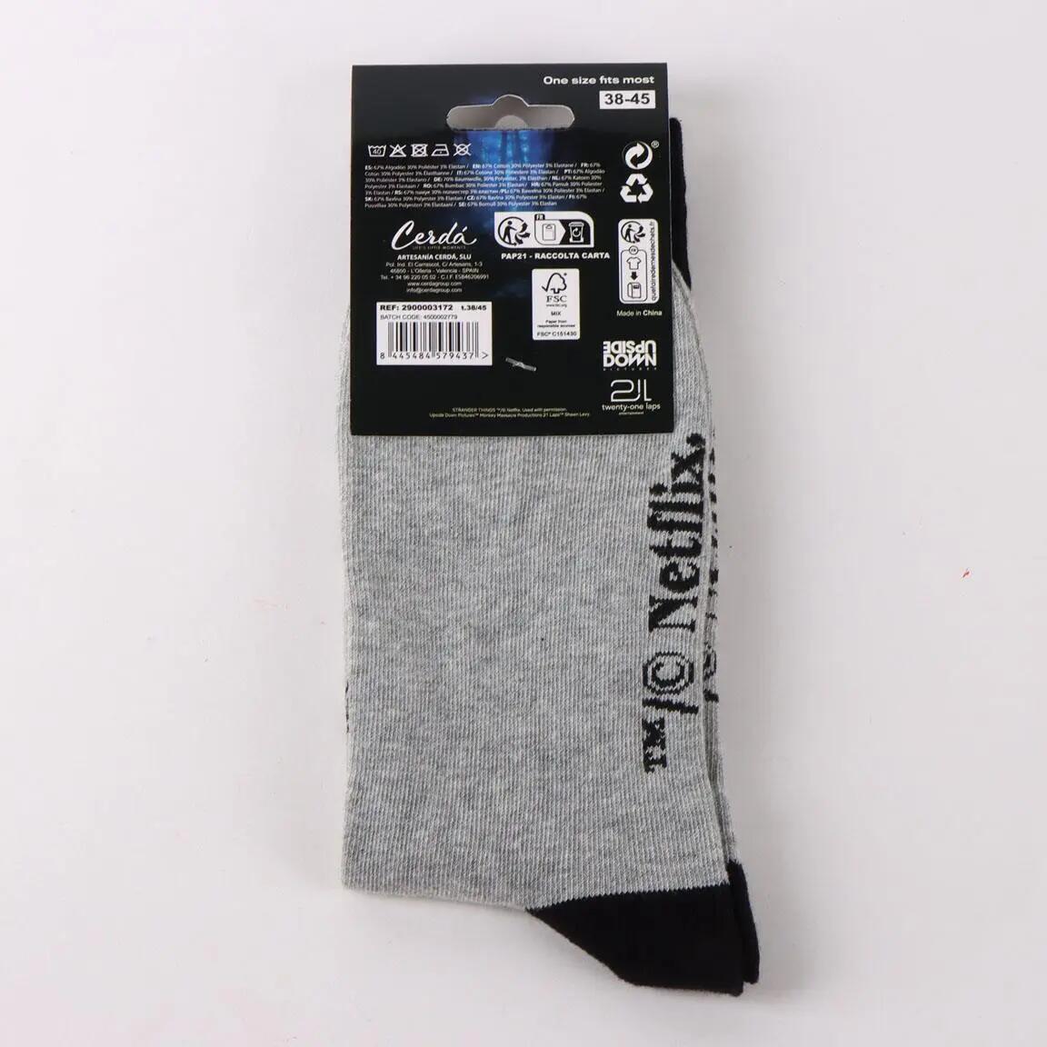 Calcetines Adultos Stranger Things de Algodón Suaves Transpirables Gris 6/7