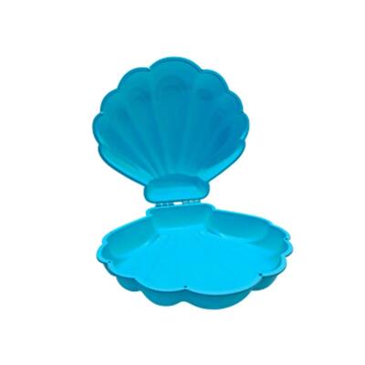 Kinderen tuin zandbak mini plastic 2-delig schelp met deksel mini shell blauw
